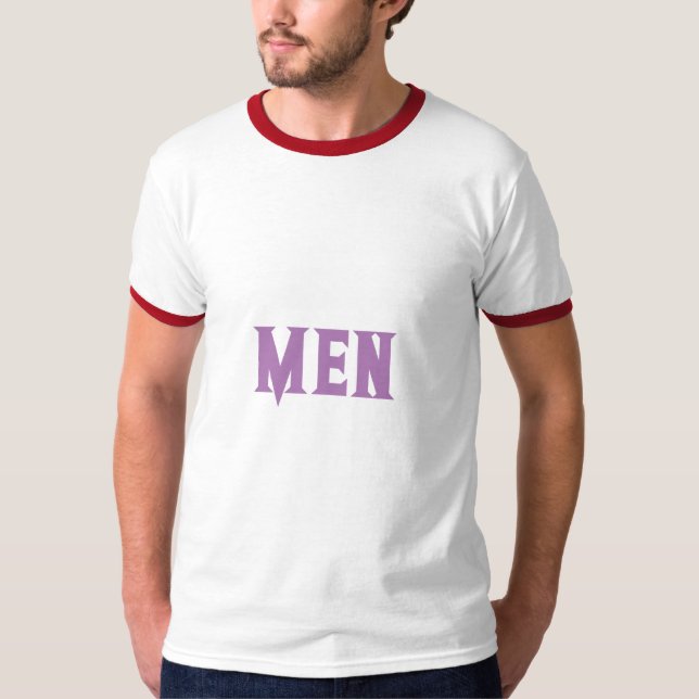 Camiseta Homens Doentes Texto Lavanda Bonito Dedo Básico Ma (Frente)