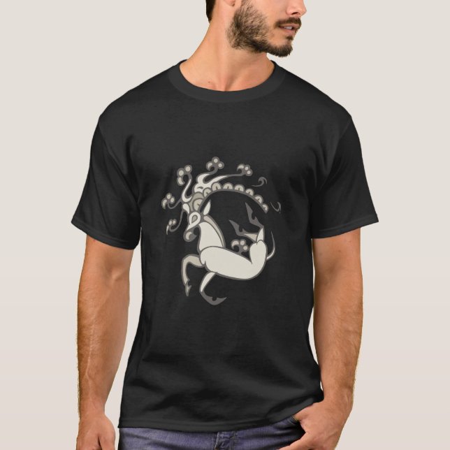 Camiseta Homens dos cervos de Pazyryk/design claro unisex (Frente)