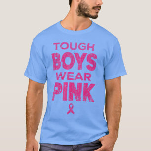 Camiseta Homens Durões Usam Rosa de Conscientização do Cânc