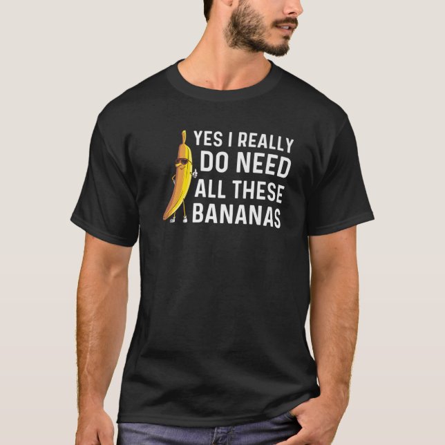 Camiseta Homens Engraçados com Banana Frutas Comem Pão-de-O (Frente)