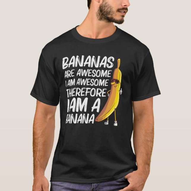 Camiseta Homens Engraçados com Banana Frutas Comem Pão-de-O (Frente)