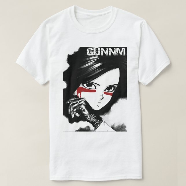 Camiseta Homens Engraçados Gunnm Gally Alita Batalha Angel  (Frente do Design)