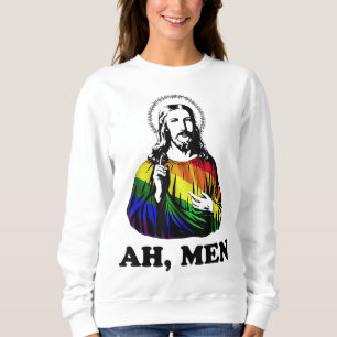 Camiseta Homens Engraçados Jesus Cristão Arco-Íris LGBT, Or