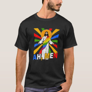 Camiseta Homens Engraçados LGBT Orgulho gay Jesus Arco-Íris