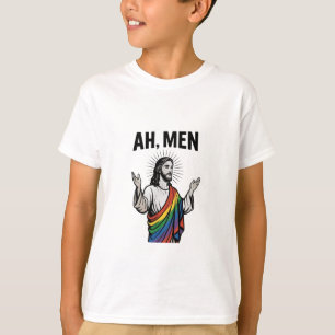 Camiseta Homens Engraçados LGBT Orgulho gay Jesus Arco-Íris
