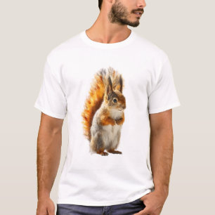 Camiseta Homens Esquilos Vermelhos Cauda Dourada Radiante