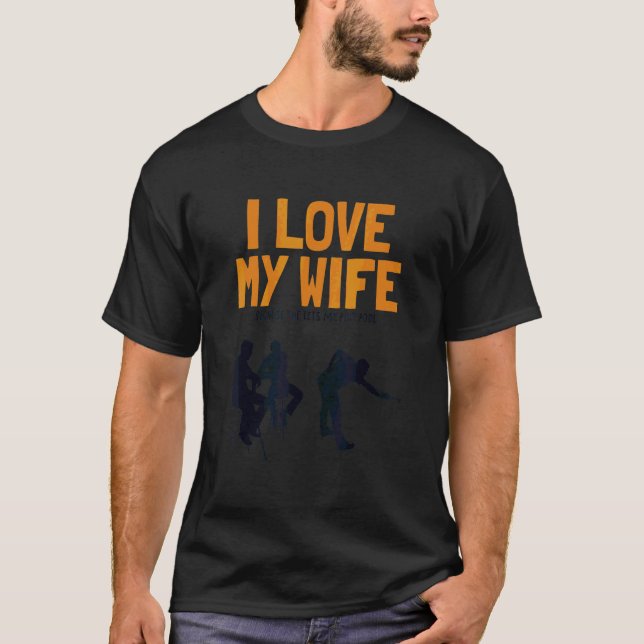Camiseta Homens Eu Amo Minha Esposa Bolas de Sinuca Bolas d (Frente)