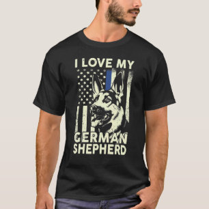 Camiseta Homens Eu Amo Pastor Alemão