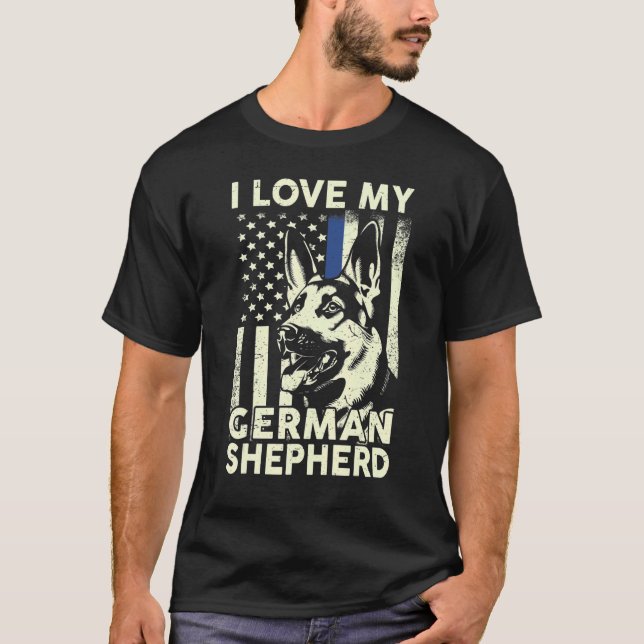 Camiseta Homens Eu Amo Pastor Alemão (Frente)