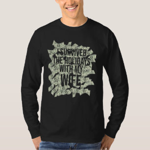 Camiseta Homens Eu Sobrevivi às Férias Com Minha Esposa