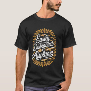 Camiseta Homens Facilmente Distraídos Por Aviões Retro Aviã