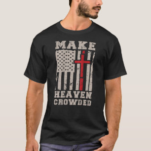 Camiseta Homens fazem Deus cristão cercado nas costas
