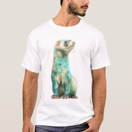 Camiseta Homens Furão Mármore Água Artística Turquesa