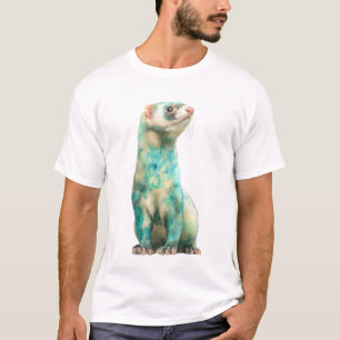 Camiseta Homens Furão Mármore Água Artística Turquesa