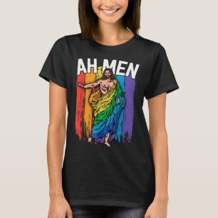 Camiseta Homens Gay Jesus Funny LGBTQ Oferece Arco-Íris