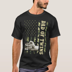 Camiseta Homens gêmeos Camuflam Pai de bandeira americano P
