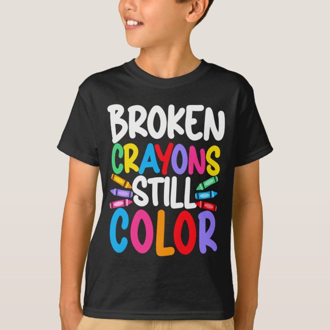 Camiseta Homens gizes quebrados colorem conscientização sob (Frente)