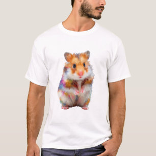 Camiseta Homens Hamster Estilizados com Tinta a Óleo Arco-Í