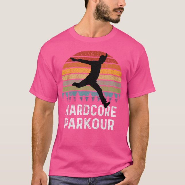Camiseta Homens Hardcore Parkour Retro (Frente)