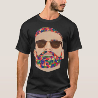 Camiseta Homens Impressos Negra De Pescoço Redondo
