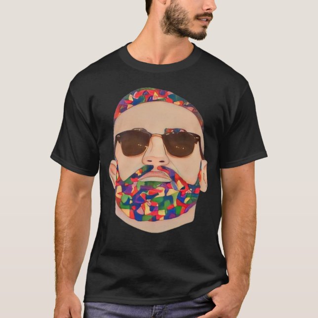 Camiseta Homens Impressos Negra De Pescoço Redondo (Frente)