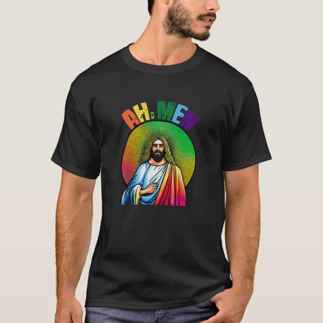 Camiseta Homens Jesus Cristo LGBTQ - Cotovelos Cristãos (Frente)