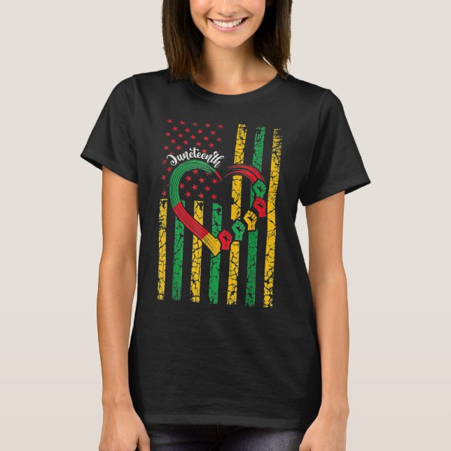Camiseta Homens Juneteenth Mulheres Juneteenth Afro-America (Frente)