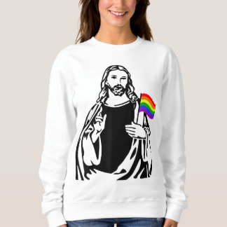 Camiseta Homens LGBT Gay Lésbica Orgulho Jesus Arco-íris Ba