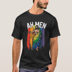 Camiseta Homens LGBT Orgulho gay Jesus Rainbow Christian