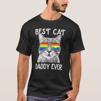 Camiseta Homens Lgbtq Melhor Gato Papai Já Purride Arco-Íri