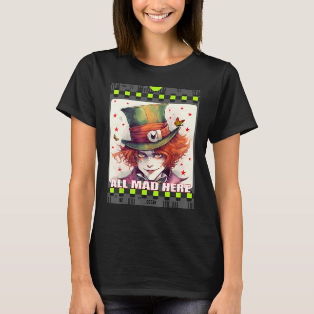 Camiseta Homens loucos Meninas Alice em Wonderlan (Frente)