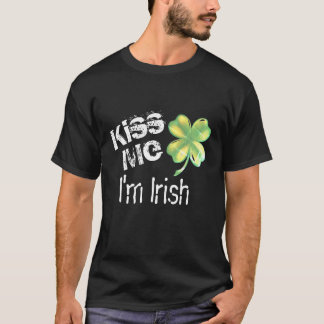 Camiseta Homens me beijam Eu sou irlandês, preto e verde sh