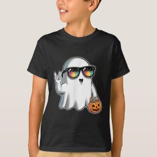 Camiseta Homens Meninos Meninas Fantasmas Boo Rock Pumpkin 