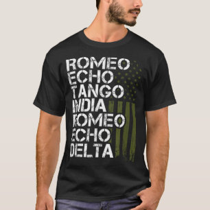 Camiseta Homens Militares Reformados Alphabet Retir Telefôn