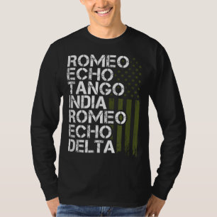 Camiseta Homens Militares Reformados Alphabet Retir Telefôn
