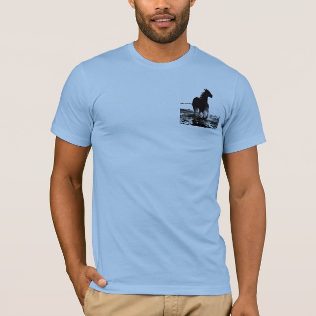 Camiseta Homens modernos duplos de pop art correndo cavalos (Frente)