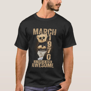 Camiseta Homens Mulheres Aniversário de 55 anos em Março de