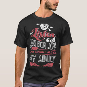 Camiseta Homens Mulheres Bon Jovi Eu Só Quero Beber Vinho