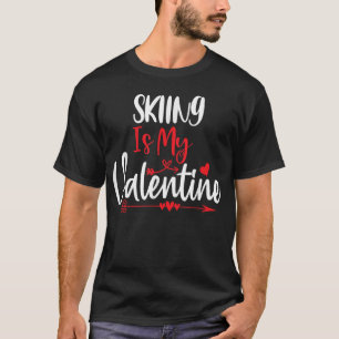 Camiseta Homens Mulheres Casais Hobbies Esqui é meu namorad