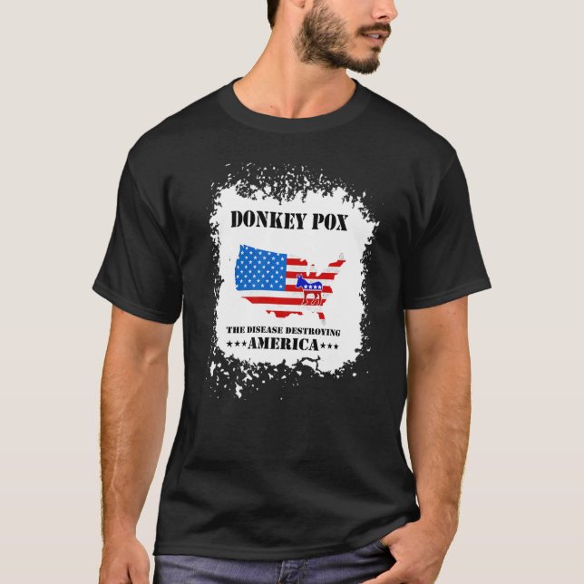 Camiseta Homens Mulheres Donkey Pox Doença Destruindo Ameri (Frente)