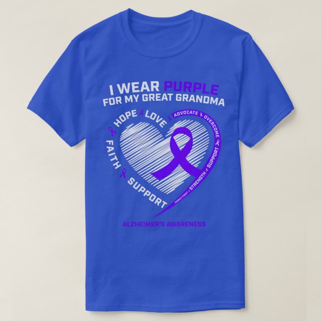 Camiseta Homens Mulheres Excelente Roxo Vovó Alzheimers Awa (Frente do Design)