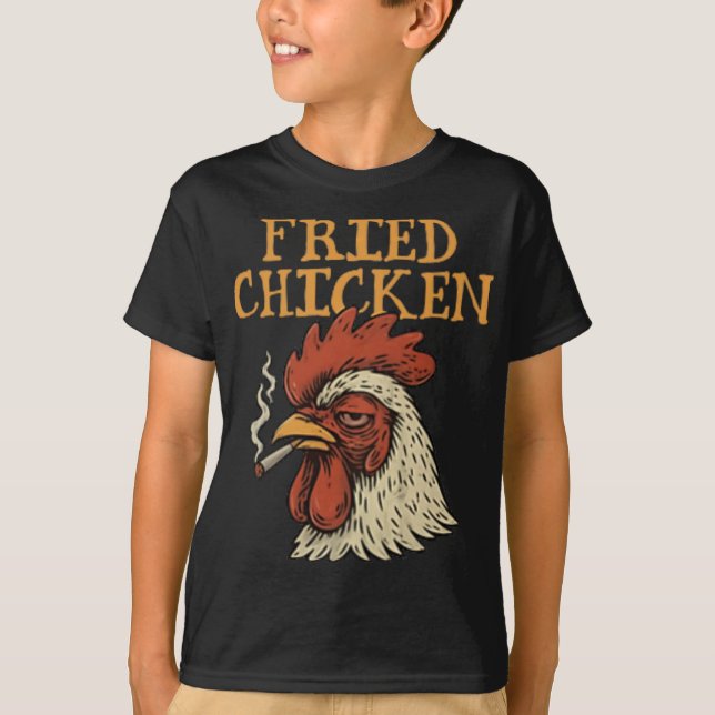 Camiseta Homens Mulheres Fumando Maconha de Frango Frito (Frente)