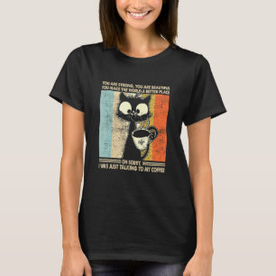 Camiseta Homens Mulheres Gato Preto Café Vintage Halloween