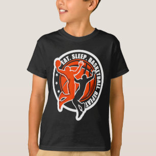 Camiseta Homens mulheres meninos meninas comem dormem basqu