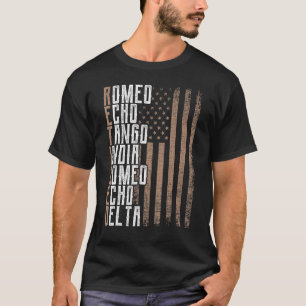 Camiseta Homens Mulheres Militares Aposentados Alfabeto Fon