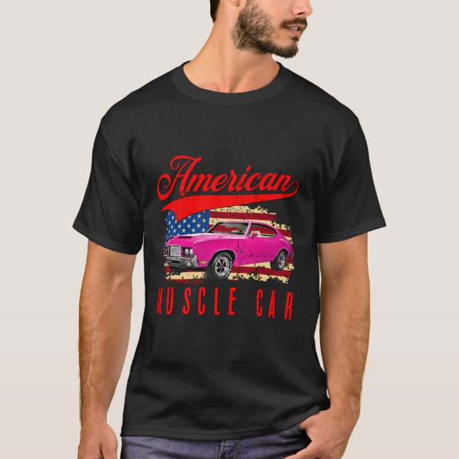 Camiseta Homens Musculares Americanos Mulheres Adultos Cria (Frente)