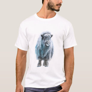 Camiseta Homens Muskox Desgrenhados Etéreos de Gelo Azul