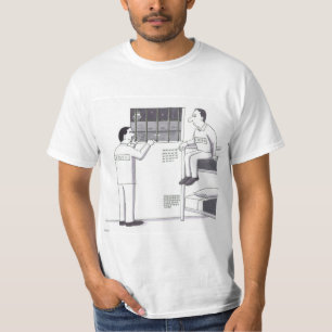 Camiseta Homens na cadeia olhando para fora, um olhando par
