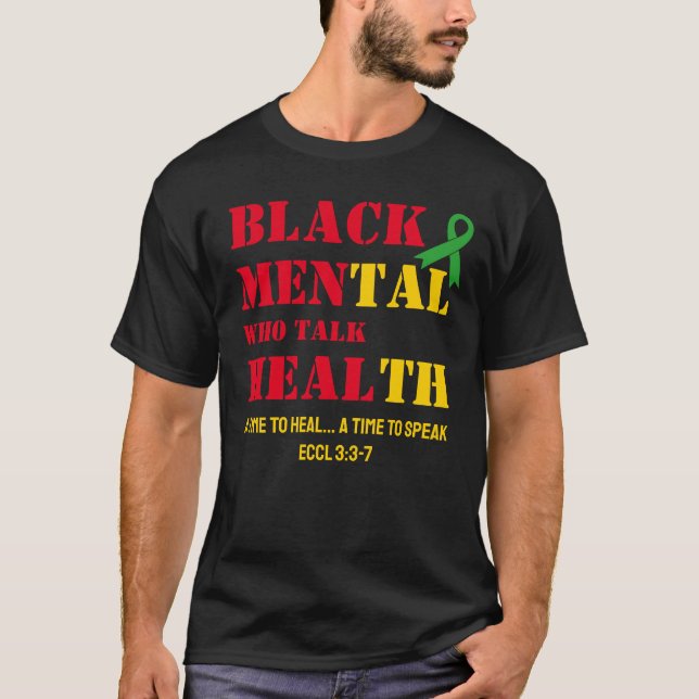 Camiseta HOMENS Negros DA Saúde Mental QUE FALAM DE SAÚDE (Frente)