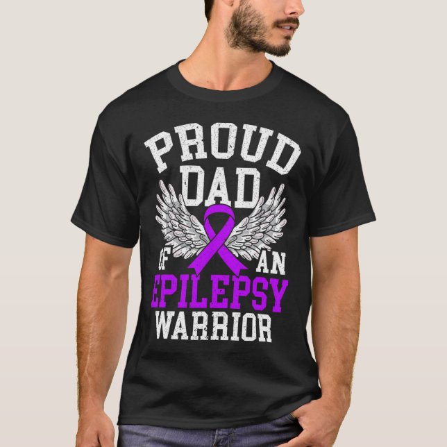 Camiseta Homens Orgulhosos Pais De Um Guerreiro Epilepsia A (Frente)
